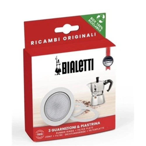 Bialetti Filterplaatje + 3 Rubberen Ringen - 2/c