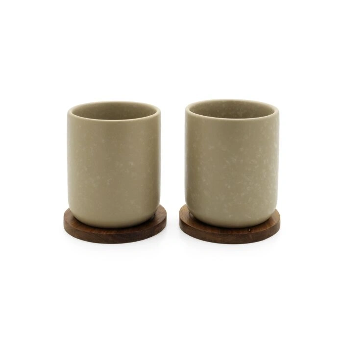 Bredemeijer Mugs Umea Leemgrijs met onderzetters (Set van 2)