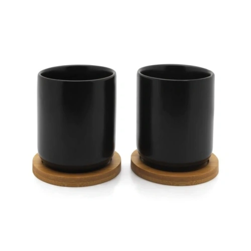 Bredemeijer Mugs Umea Zwart met onderzetters (Set van 2) 